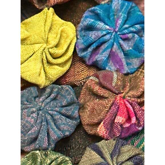 CCC Handmade Thai Silk Vest Colorful Yo Yo Pattern Open Sleeveless Design Small - Picture 6 of 9